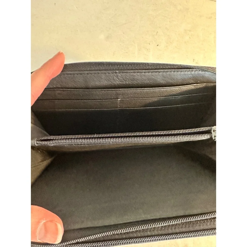 Tumi Leather Zip‎ Around Travel Organizer Wallet Men's Accessory Monogrammed ML